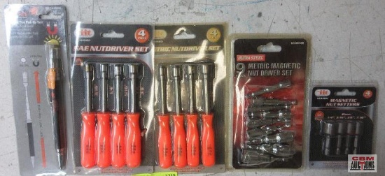 IIT 64400 4Pc Magnetic Nut Setters 62085 4Pc Metric Nut Driver Set 62080 4Pc SAE Nut Driver Set