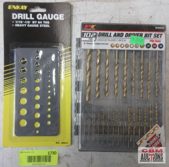 PT Performance Tool W9060 102 Pc Drill & Driver Bit Set Enkay...560-C Drill Gauge ...