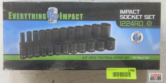 GP Grey Pneumatic 1224RD 24Pc 3/8" Dr Shallow & Deep Well Impact Sockets SAE 5/16"-1"