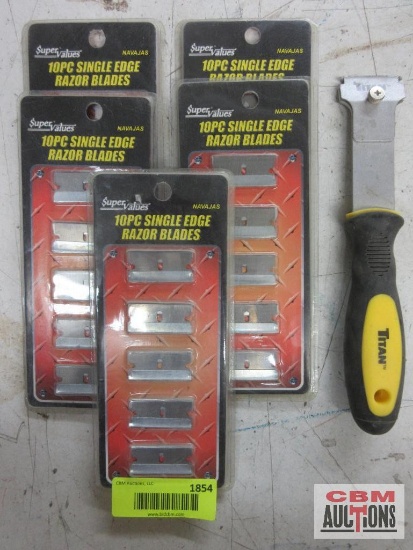 Titan Straight Razor Blade Holder & Single Edge Razor Blades