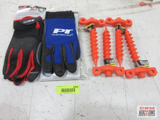 Pro Grip Hay Bale Screw Anchor Point PT Performance Tools W89007 XL Work Gloves W89000 L Tech Gloves