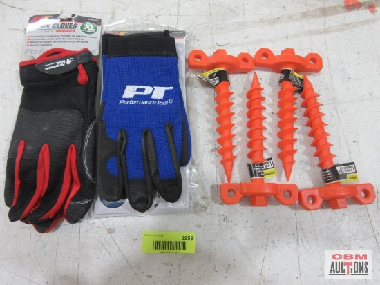 Pro Grip Hay Bale Screw Anchor Point PT Performance Tools W89007 XL Work Gloves W89000 L Tech Gloves