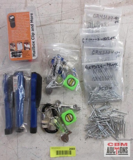 Cottar Pins, Flashlights, Mailbox Clip, Adjustable Wrenches, Mini Tape Measure