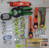 Adjustable Wrenches, Mini Tape Measures, Clamps, Flashlight, Disposable...Knife