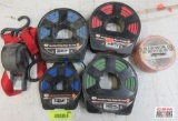 CH Hanson 2'x54' Red White Hazard Tape Red Tie Down Strap IIT Braided Poly Rope On Coil