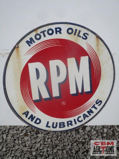 Vintage Metal RPM Motor Oil Sign 28"