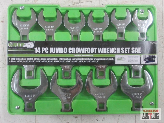 Grip 90150 14pc JUMBO Crowfoot Wrench Set - SAE Sizes: 1-16" - 2"