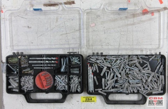 Combination Box of Misc. Parts: Joints, Drill Bits, Bits, Wall Anchors & Nails...