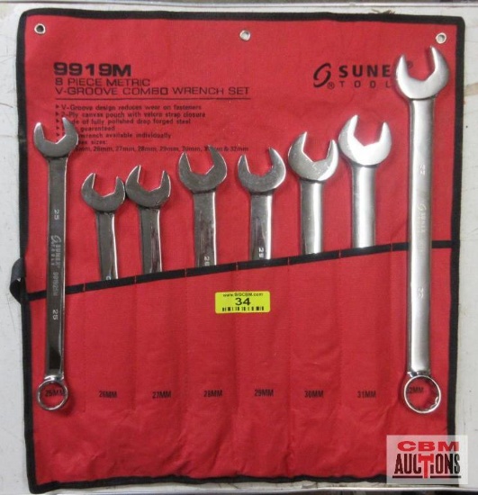Sunex 9919M 8Pc Combination Wrench Set Metric 25mm-32mm
