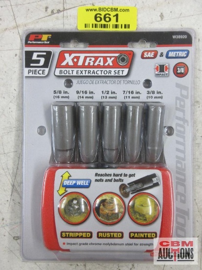 Pt Performance Tool W38920 5pc X-Trax 3/8" Dr. Bolt Extractor Set SAE & Metric SAE Sizes: 5/8" -
