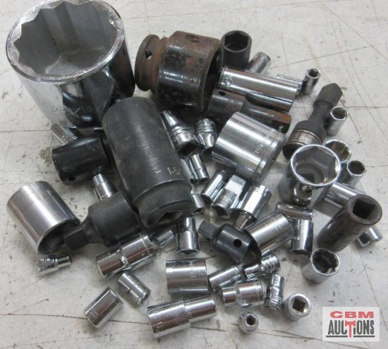 Used Standard & Impact Socket Assortment - Various Sizes, Drives, Deep & Shallow