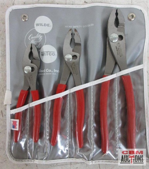 Wilde G258PSP.NP/Vp 3pc 2-Adjustment Shear Pliers Set w/ Pouch G262 6-1/2" Polished, Slip Joint