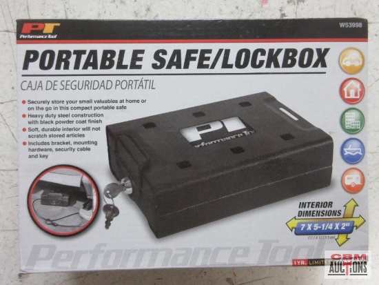 PT Performance Tools W53998 Portable Safe/Lockbox 7" x 5-1/4" x 2" I.D.