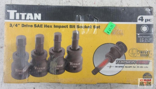 Titan 44101 4pc 3/4" Drive SAE Hex Impact Bit Socket Set Sizes: 3/4", 11/16", 5/8", 9/16"