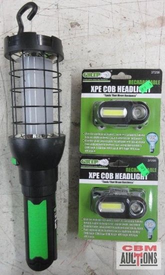 Grip 37258 Rechargeable XPE COB Headlight... 235 Lumens... Grip 37288 Rechargeable LED Tripod Workli
