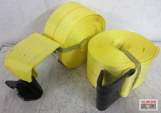 Boxer Tools 4" x 30' Yellow Tie Down w/ Flat Hooks - Set of 2