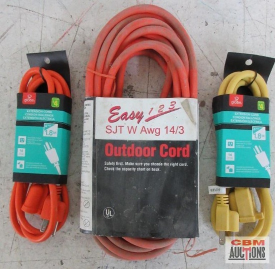 Globe 78158 6' Orange Extension Cord... Globe 78158 6' Yellow Extension Cord... Easy 123 SJT W Awg 1