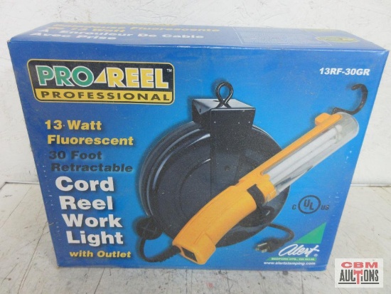 ProReel Professional 13RD-30GR 13 Watt Fluorescent 30 ' Retractable Cord Reel Work Light...