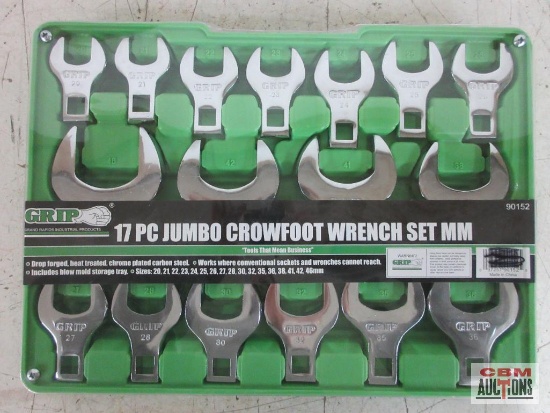 Grip 90152 17 piece METRIC JUMBO Crowfoot Wrench Set w/ Molded Storage Case Sizes: 20mm-46mm