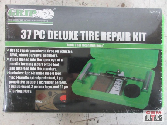 Grip 52113 37pc Deluxe Tire Repair Kit w/ Molded Storage Case...
