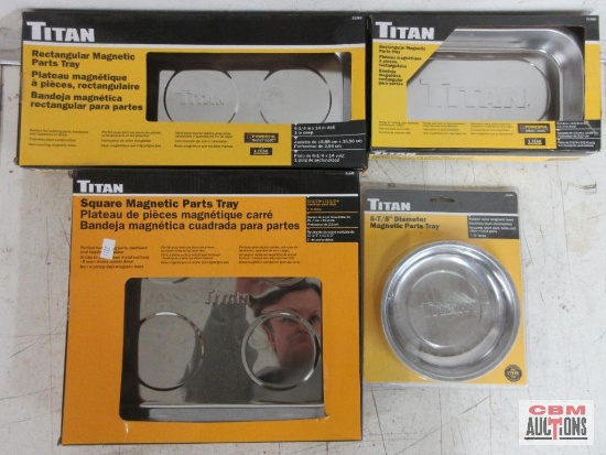 Titan 21261 5-7/8" Diameter Magnetic Parts Tray w/ Rubber Cover Magnet Base, Stainless Steel Titan