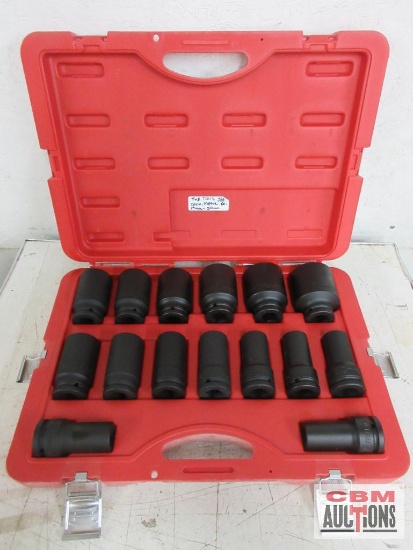 T & E Tools 15 pc Metric, Deep Well, 3/4" Drive Impact Socket Set w/ Molded Storage Case... Sizes:
