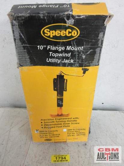 SpeeCo...100101N0 10"...Flange Mount Topwind Utility Jack 5000 lb Capacity, Yellow Zinc Finish