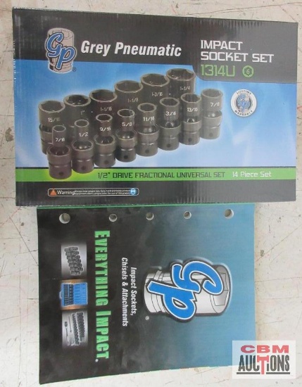 Grey Pneumatic Parts Catalog... Grey Pneumatic 1314U 1/2" Dr. Fractional Universal Impact Set
