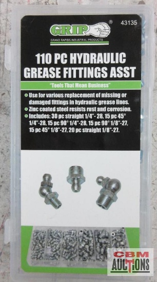 Grip 43135 110pc Hydraulic Grease Fitting Assortment...