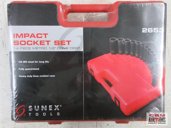 Sunex 2653 14pc 1/2" Dr. Deep Metric Impact Socket Set (10mm - 19mm) w/ Molded Storage Case...