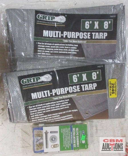 Grip 78510 Multi-Purpose Tarp 6' x 8' - Set of 2 Grip 78995 _ 103pc Grommet Installation Kit...