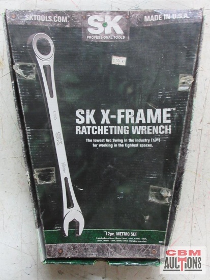 Sk 80019 12 Piece Metric, X-Frame Ratcheting Wrench Set (8mm - 19mm)