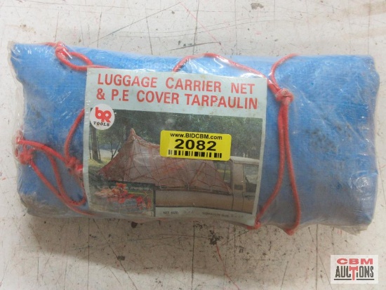 BR Tools Luggage Carrier Net & P.E. Cover Tarpaulin Net Size: 3' x 5' Tarpaulin Size: 8' x 10'