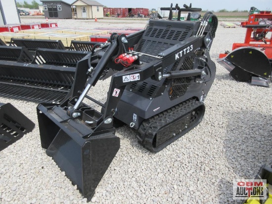 AGT KTT23 Mini Skid Steer Track Loader, 739cc Engine, Rubber Tracks, Quick Attach 32" Smooth Bucket,