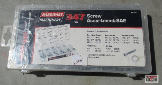 Hardware Machinery 68111 347 pc Screw Assortment w/ Plastic Storage Case... *FRM
