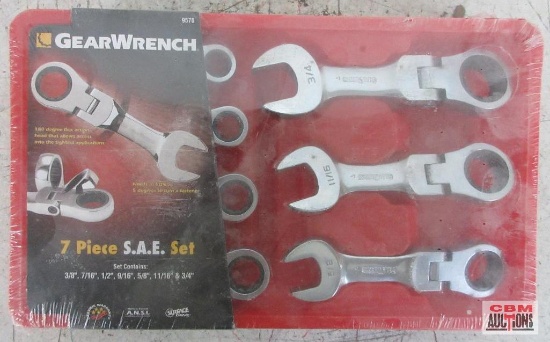Gearwrench 9570 7pc SAE Flex Head Stubby Ratcheting Wrench Set (3/8" - 3/4")