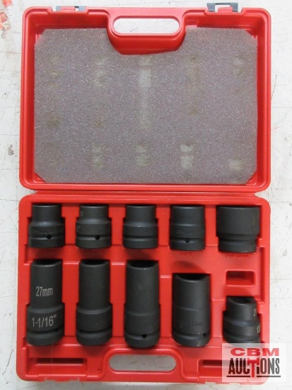King 0660-1 10pc 1" Drive Impact Socket Set w/ Molded Storage Case... 15/16" (24mm) 7/8" 13/16" (21m