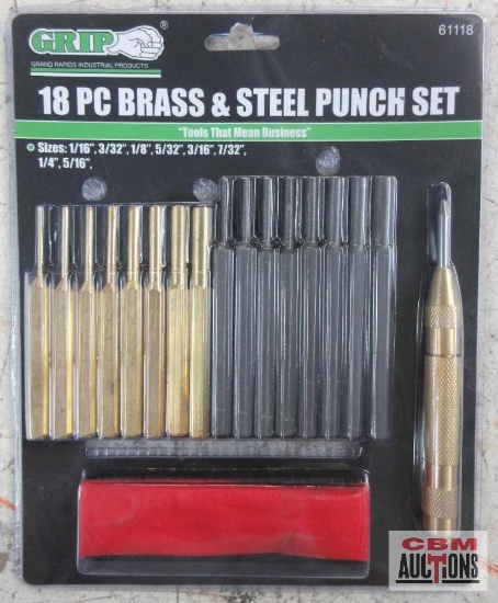 Grip 61118 18pc Brass & Steel Punch Set...