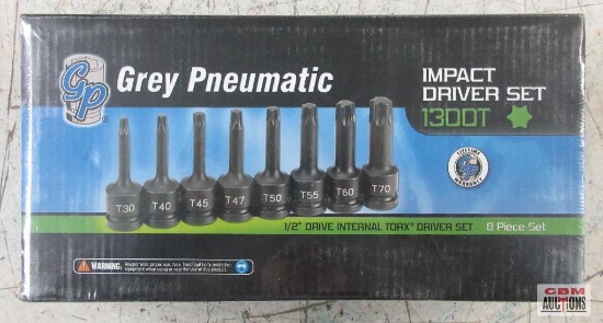 Grey Pneumatic 1300T 8pc 1/2" Drive Internal Torx Driver Set w/ Molded Storage Case... Sizes: T30,