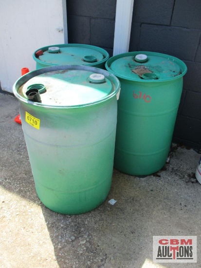 (3) Green Plastic Barrels
