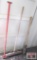Lot Of Broom, Post Hole Diggers, And Concrete Form Or Flooring Scraper *B