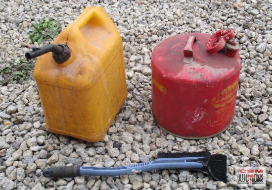 5 Gallon Diesel Fuel Can, Metal Gas Can And Ice Scraper *A