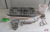 Ada Brick Stamp With Misc. Concrete Finishing Tool Pieces And Bed Step *C