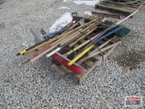 Lot Of Misc. Hand Tools- Shovels, Rakes, Brooms, Comalongs, Squeegee, Pickaxe Snow Shovel, Pin