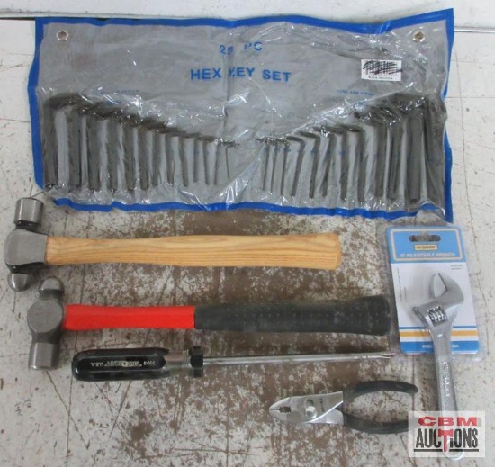 True Craft Tools Truecraft USA Ball Pein Hammers & Screwdriver, 25pc Hex Key Set ...