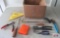 Box of Misc. Hand Tools Pliers, Square, Hand Saw & Misc. *D7