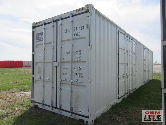 2024 40' Cargo Shipping Container 2- Double Doors On The Side And Rear Doors, One Trip Use Container