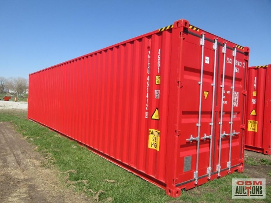 2025 40' Cargo Shipping Container, Rear Doors, One Trip Use Container External Length: 40', External
