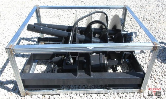 JCT Skid Steer Post Hole Digger Auger With 8",12" & 16" Hex Drive Auger Bits, Hoses & Couplers *3