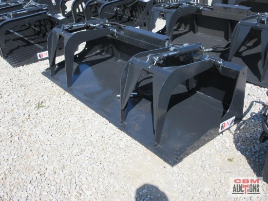JCT 72" Skid Steer Flat Bottom Industrial Grapple Bucket, Hoses & Couplers *3